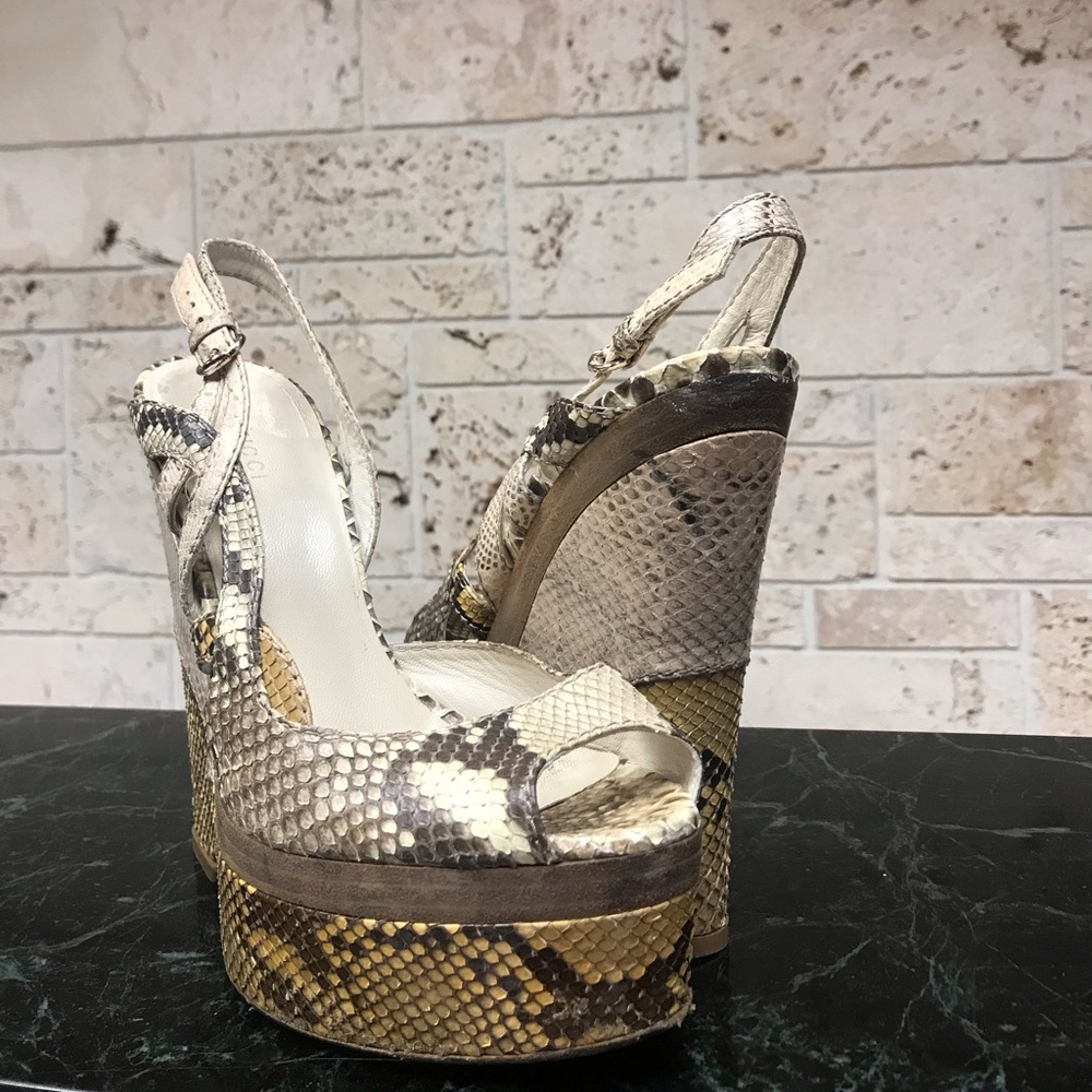 Gucci Snake Skin Platform Wedges